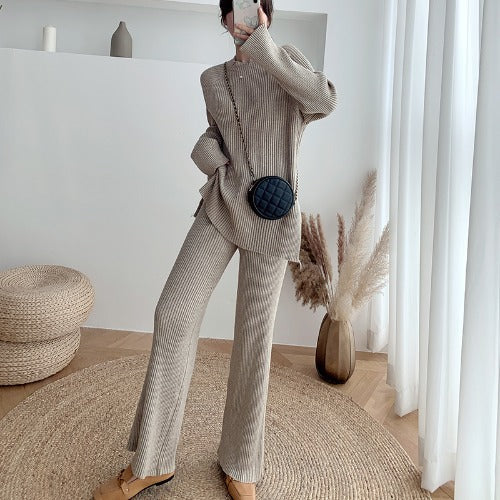 Women'S Wide-Leg Pants Thickened Casual Set