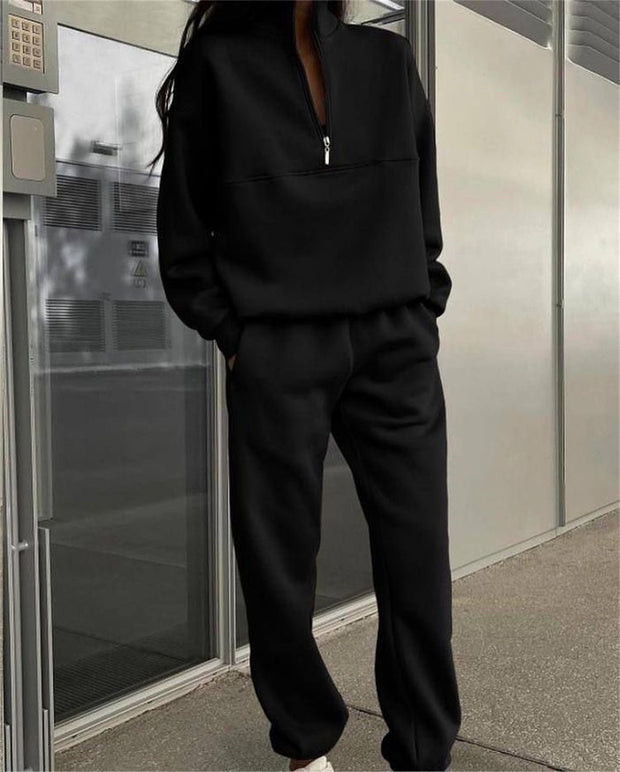 Zip Stand Collar Comfortable Loose Loungewear Tracksuit