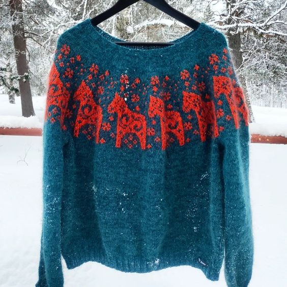 Vintage Icelandic Dala Knit Jacquard Warmth Crew Neck Sweater Unisex