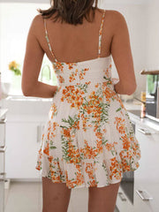 Thin straps printing dress