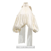 Temperament Bow Lace-up Off-shoulder Chiffon Shirt