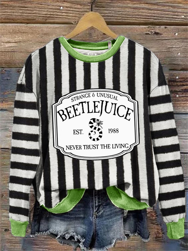 Vintage Halloween Horror Movie Striped Sweatshirt