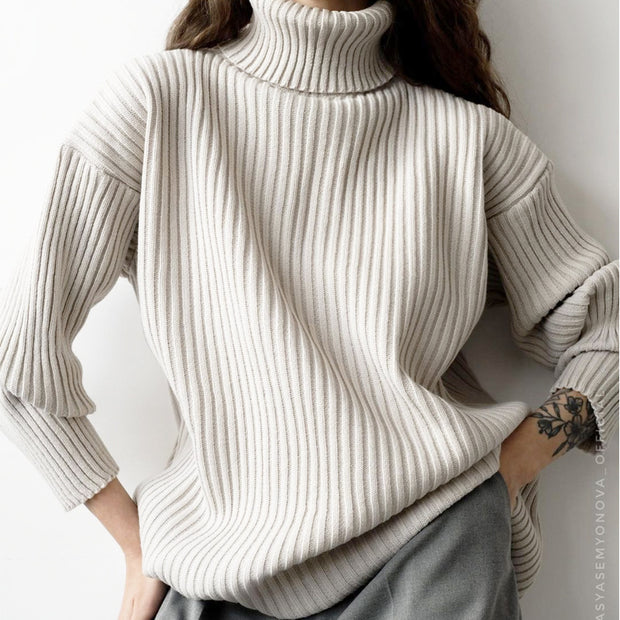 Loose Warm Turtleneck Sweater Two Piece Set