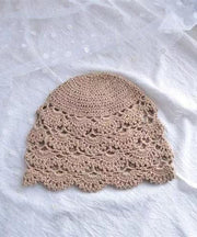 Boho White Knit Solid Color Hollow Out Bonnie Hat