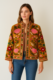 Short Kimono Jacket Embroidery Coat Women Wear Boho Jacket