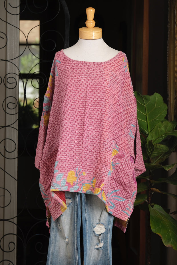 Kantha Pullover in Little Pink Garden