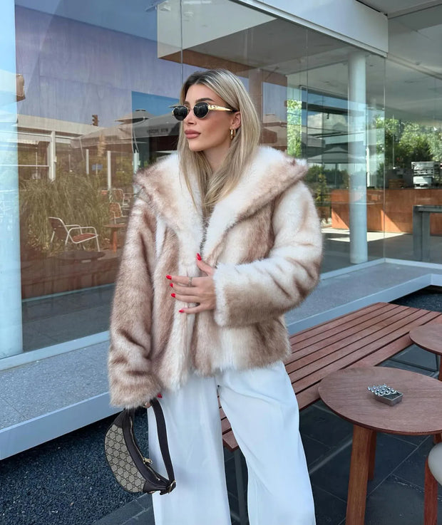 Fashion Trend Luxury Noble Plush Faux Fur Coat