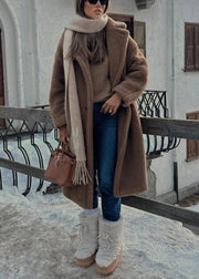 Solid Color Wool Coat Luxury and Elegant