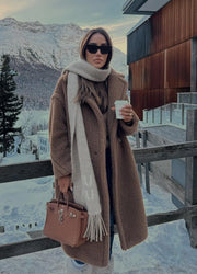 Solid Color Wool Coat Luxury and Elegant