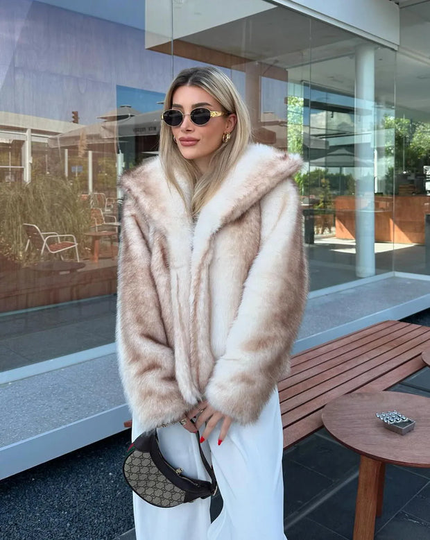 Fashion Trend Luxury Noble Plush Faux Fur Coat