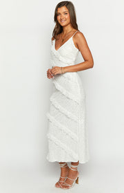 Hudson White Ruffle Maxi Dress