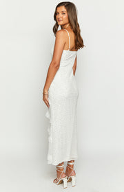 Hudson White Ruffle Maxi Dress