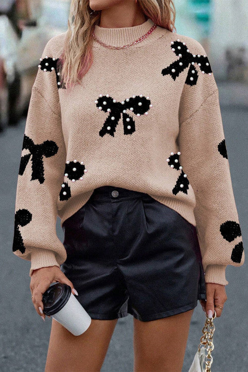 Pearl Detail Bow Sweater (Preorder)