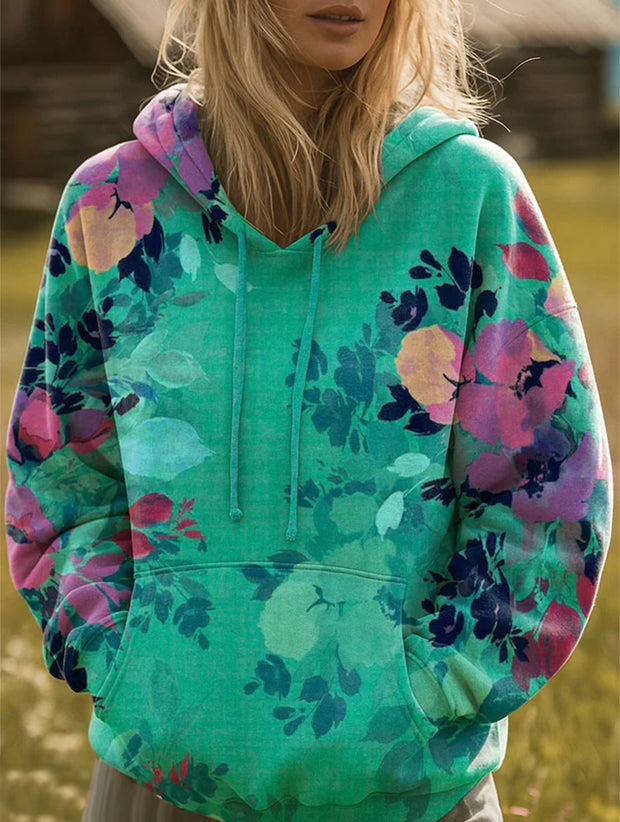 Floral Pattern Art Print Casual Sweatshirt