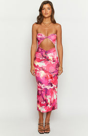 Juliete Pink Floral Midi Dress