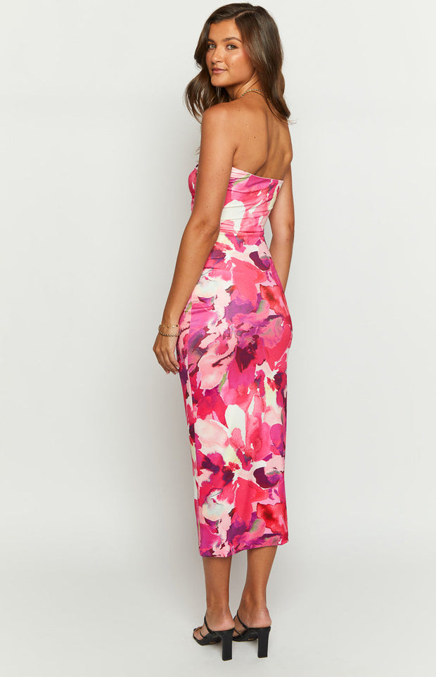 Juliete Pink Floral Midi Dress