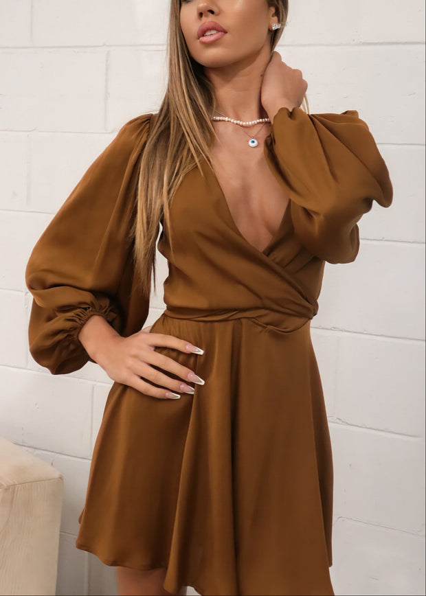 Karma Mini Dress - Brown