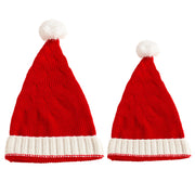 Party Hat Christmas Hat Fluffy Ball Cap Red and Green Striped Warm Hat Parent-Child Hat Santa Claus Hat