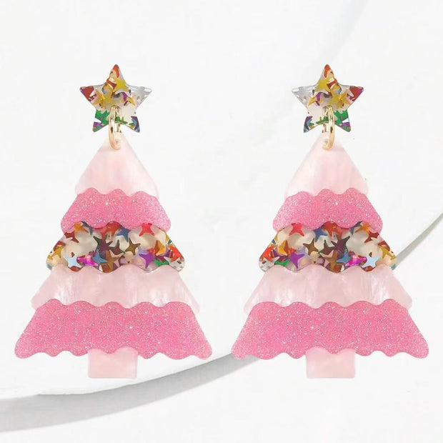 Christmas Acrylic Earrings Accessories New Christmas Tree Stitching Cartoon Earrings Earrings Wholesale