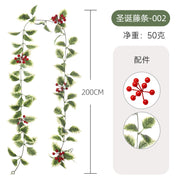 Christmas Atmosphere Layout Simulation Christmas Rattan Wall Hanging Home Decoration Red Berry Soft Rattan