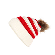 Party Hat Christmas Hat Fluffy Ball Cap Red and Green Striped Warm Hat Parent-Child Hat Santa Claus Hat