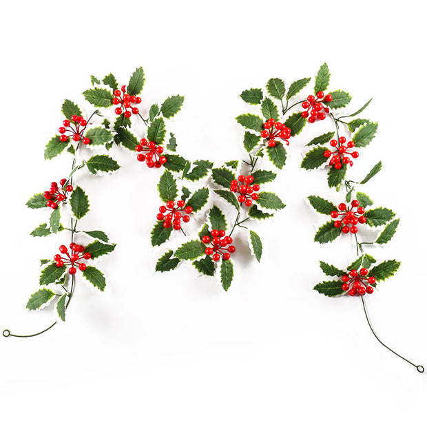 Christmas Atmosphere Layout Simulation Christmas Rattan Wall Hanging Home Decoration Red Berry Soft Rattan