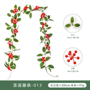 Christmas Atmosphere Layout Simulation Christmas Rattan Wall Hanging Home Decoration Red Berry Soft Rattan