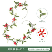 Christmas Atmosphere Layout Simulation Christmas Rattan Wall Hanging Home Decoration Red Berry Soft Rattan