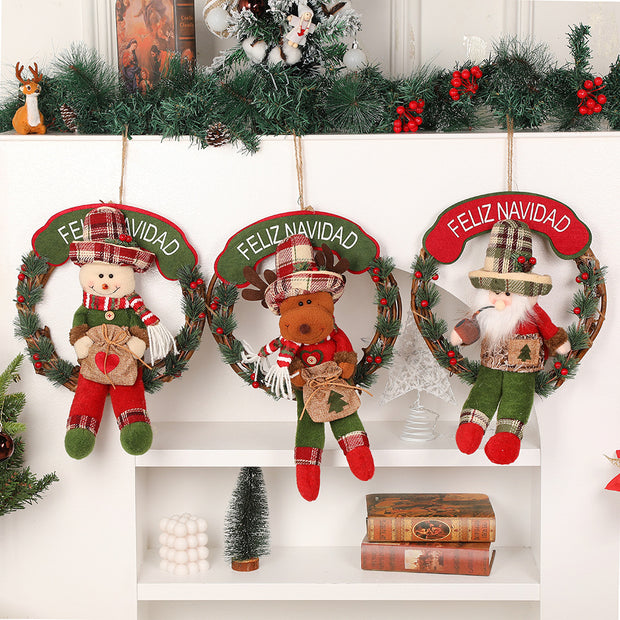 Christmas Decoration Vine Ring Garland Door Hanging Christmas Gift Hanging Ornaments Show Window Scene Arrangement Christmas Wreath