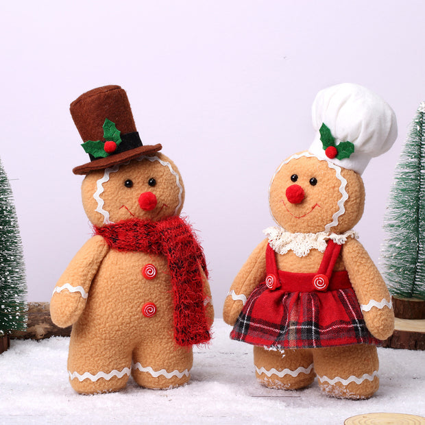 2024 New Christmas Decoration Gingerbread Man Baby Doll European and American Toy Decoration Wool Dwarf Doll