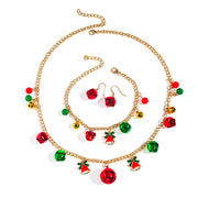 Christmas Christmas Tree Bell Bracelet Necklace Earrings High-Grade Contrast Color Bell Jewelry Suit