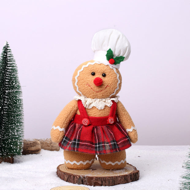 2024 New Christmas Decoration Gingerbread Man Baby Doll European and American Toy Decoration Wool Dwarf Doll