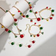 Christmas Christmas Tree Bell Bracelet Necklace Earrings High-Grade Contrast Color Bell Jewelry Suit