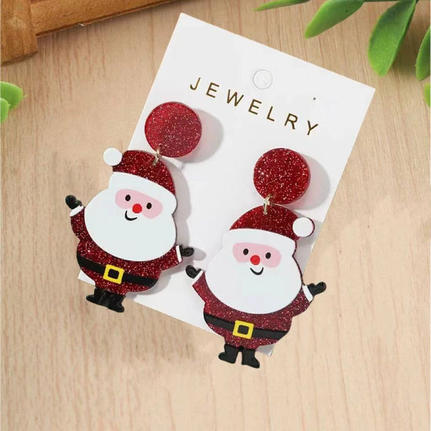 Cute Cartoon Santa Claus Acrylic Earrings Christmas Gift Decoration Ear Rings