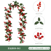 Christmas Atmosphere Layout Simulation Christmas Rattan Wall Hanging Home Decoration Red Berry Soft Rattan