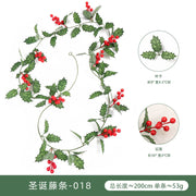 Christmas Atmosphere Layout Simulation Christmas Rattan Wall Hanging Home Decoration Red Berry Soft Rattan