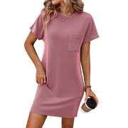 Summer Casual Short Sleeve Pocket Summer Short Dresses for Women