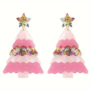 Christmas Acrylic Earrings Accessories New Christmas Tree Stitching Cartoon Earrings Earrings Wholesale