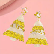 Christmas Acrylic Earrings Accessories New Christmas Tree Stitching Cartoon Earrings Earrings Wholesale