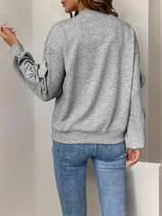 2024 New Casual Bow Stitching Gray round-Collar Sweater