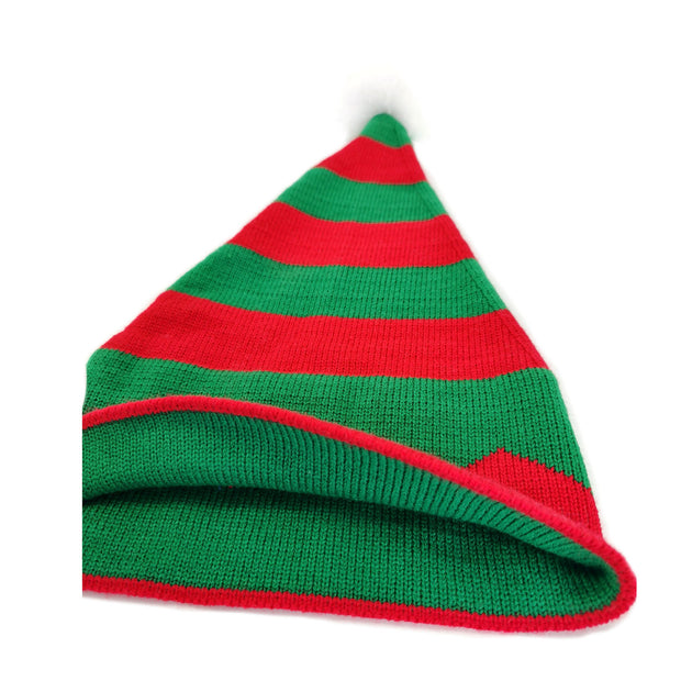 Party Hat Christmas Hat Fluffy Ball Cap Red and Green Striped Warm Hat Parent-Child Hat Santa Claus Hat