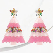 Christmas Acrylic Earrings Accessories New Christmas Tree Stitching Cartoon Earrings Earrings Wholesale