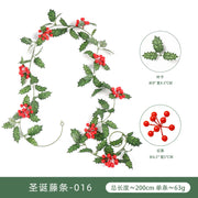 Christmas Atmosphere Layout Simulation Christmas Rattan Wall Hanging Home Decoration Red Berry Soft Rattan