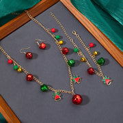 Christmas Christmas Tree Bell Bracelet Necklace Earrings High-Grade Contrast Color Bell Jewelry Suit