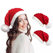 Party Hat Christmas Hat Fluffy Ball Cap Red and Green Striped Warm Hat Parent-Child Hat Santa Claus Hat