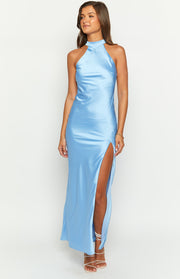 Reese Blue Satin Maxi Dress