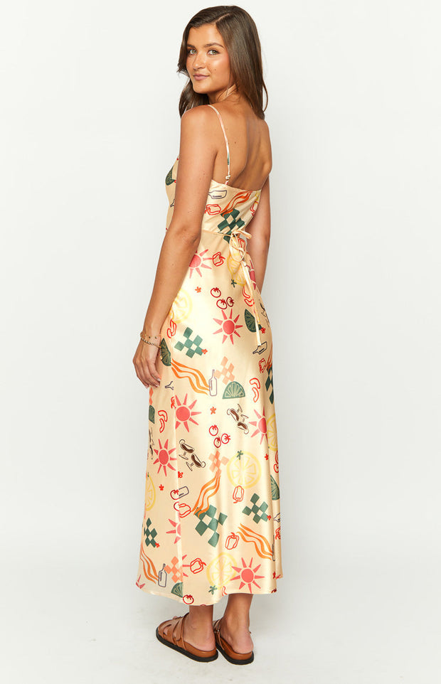 Renesmee Golden Escape Yellow Print Maxi Dress