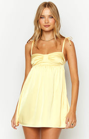 Sammie Yellow Satin Mini Dress