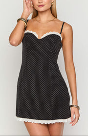 Seaton Black Polka Dot Mini Dress