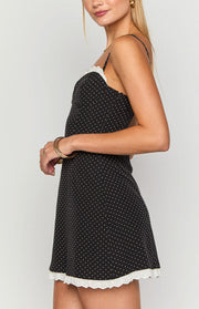 Seaton Black Polka Dot Mini Dress